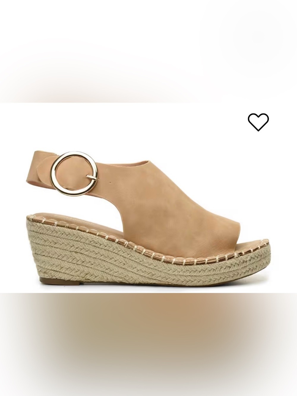 Catherine Malandrino Neutral Tan Espadrille Wedge Sandal with Gold Buckle